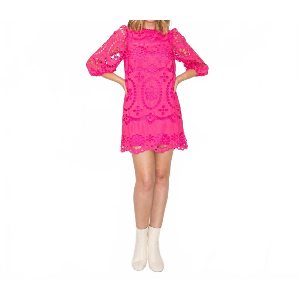 NEW LOVE WEDNESDAY daisy eyelet dress in pink